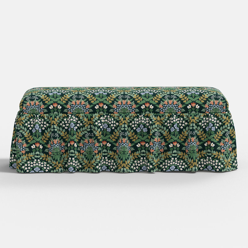 Banc de salle à manger Surrey en émeraude ronce, Fleur vert foncé