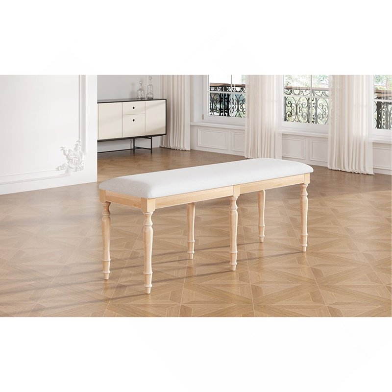 Banc de salle à manger rembourré 50,4 pouces avec 6 pieds en bois massif Vintage
