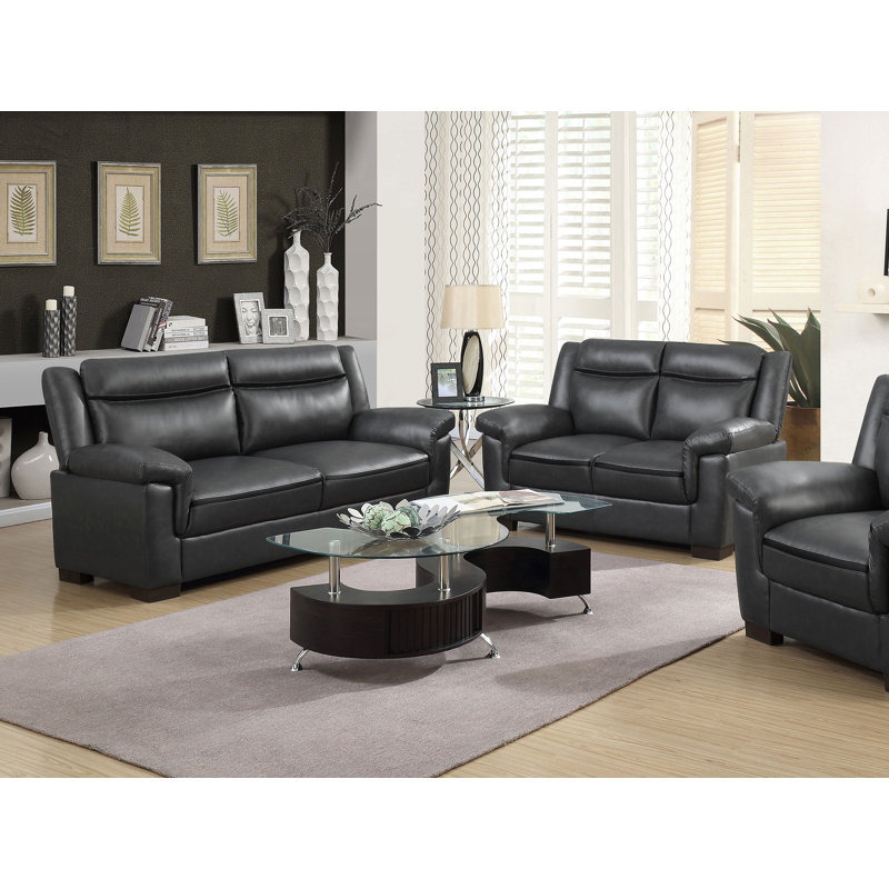 2-piece Upholstered Padded Arm Sofa Set Grey
