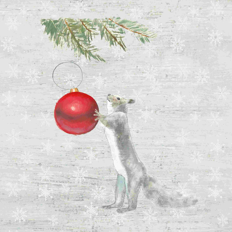 Christmas Critter IV par Emily Adams - peinture sur toile tendue, H 12 po x l 12 po