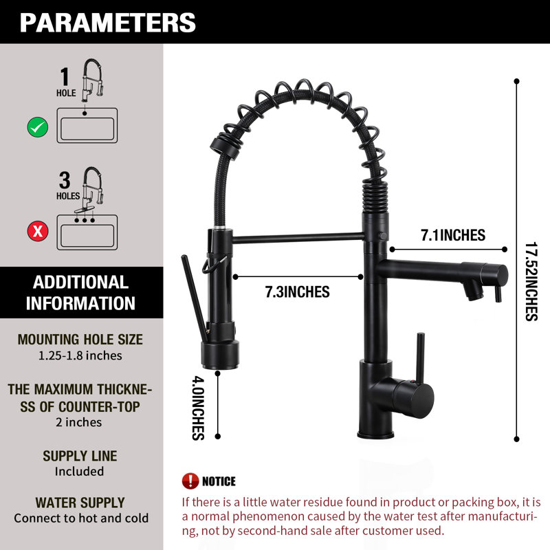 HGN 2 Spouts Kitchen Faucet  with Pull Out , Matte Black