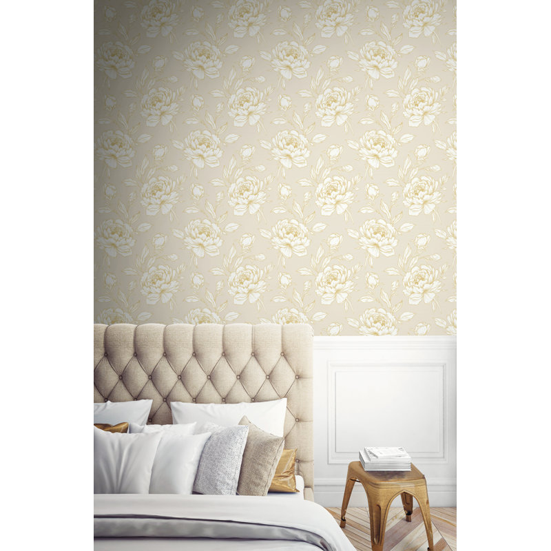Arvella Floral Abstract Double Roll, Seaside Sand