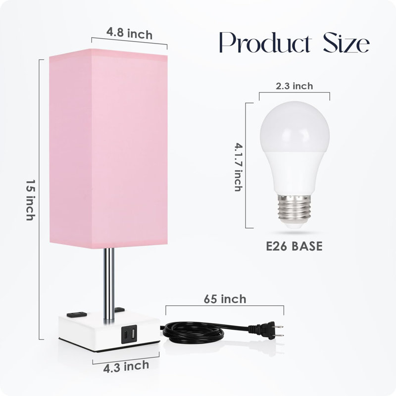 Lampe de chevet pour chambre à coucher, Blanc, Rose