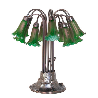 Lampe de table 12 lumières Tiffany Pond 24 "High Green