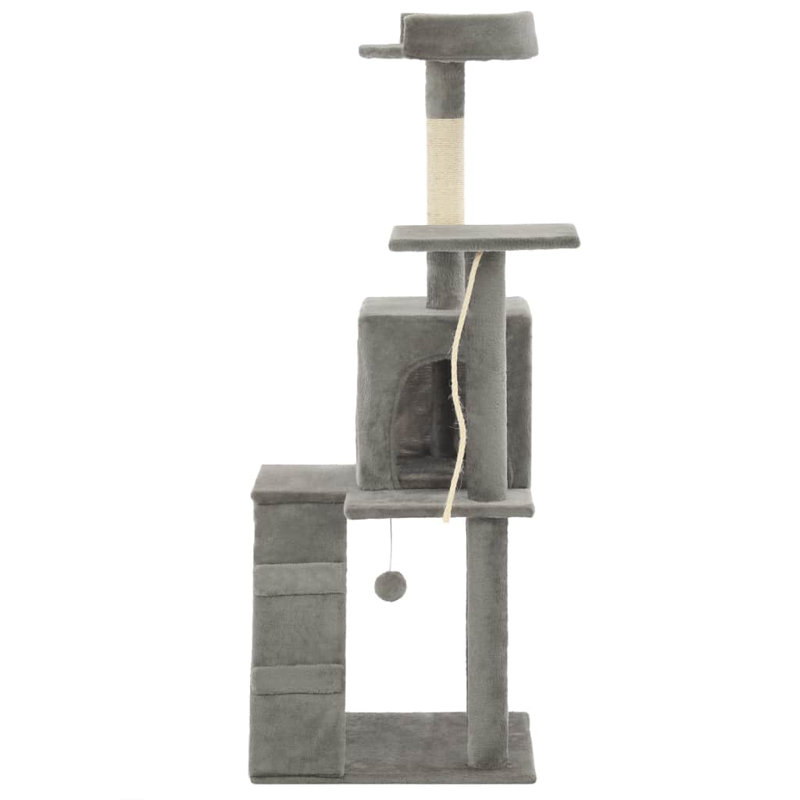 Arbre à chat vidaXL, panneau de particules gris, peluche douce, corde de sisal moyenne
