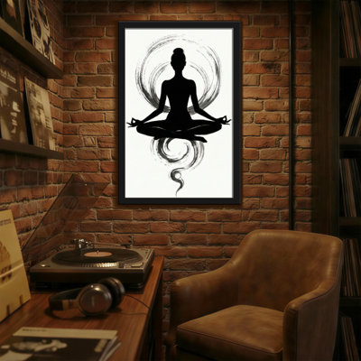 Silhouette de yoga silhouette abstraite avec fond tourbillonnant
