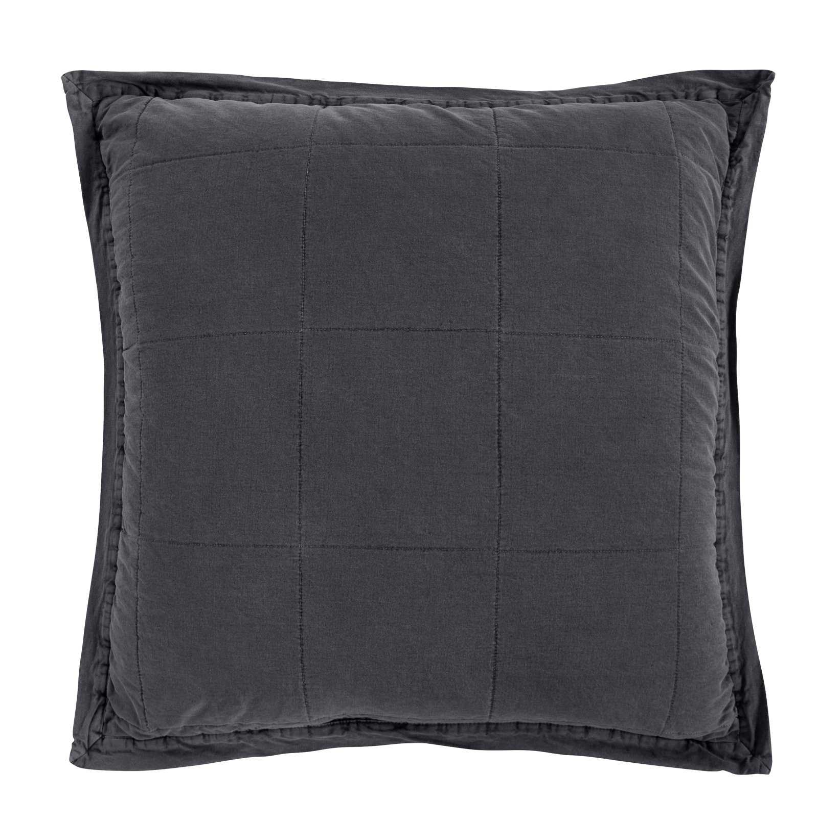 Cotton Canvas Stonewashed Shams, Euro, Charcoal