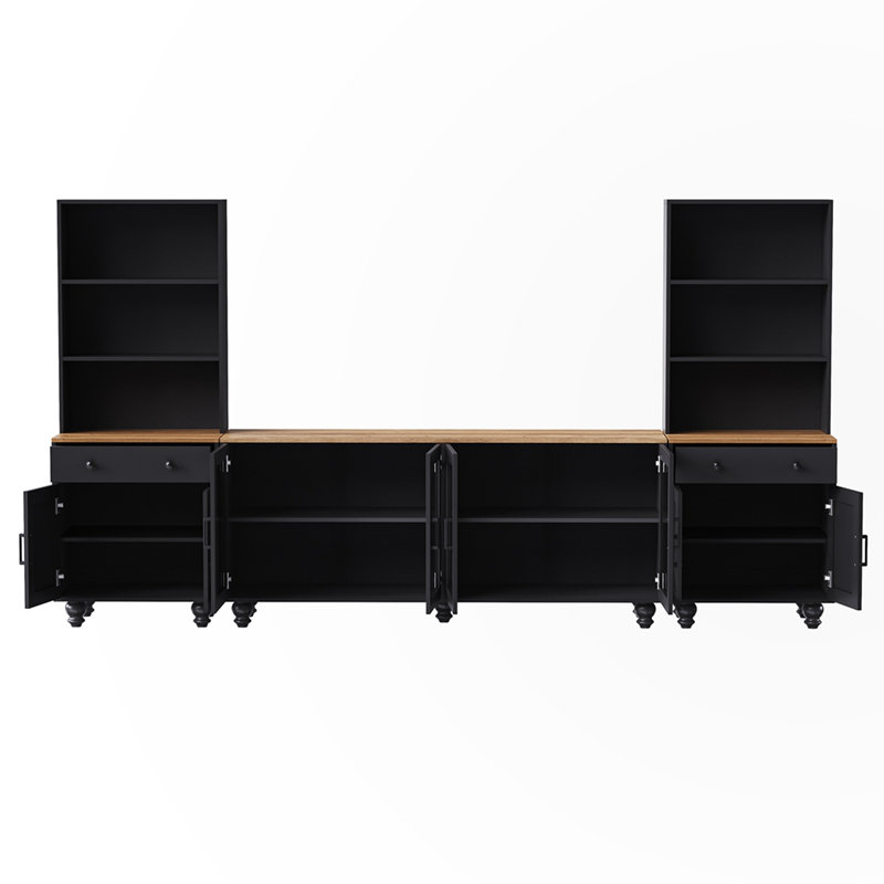Media Console with Gourd-Shaped Legs, Black