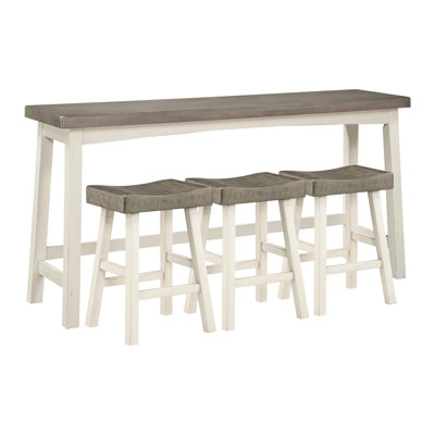 Solid Wood Counter Height Dining - 4, Transitional, White And Coffee, 72" Table, 24.5" Stools, 250lb Capacity, Simple Assembly Furniture Transitional & Easy