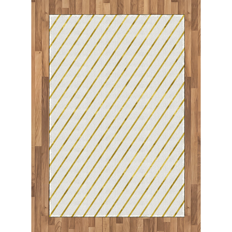 Striped High Density Long Fiber Poly Threads Decorative Area Rug Carpet, Rectangle 4' x 5'8"