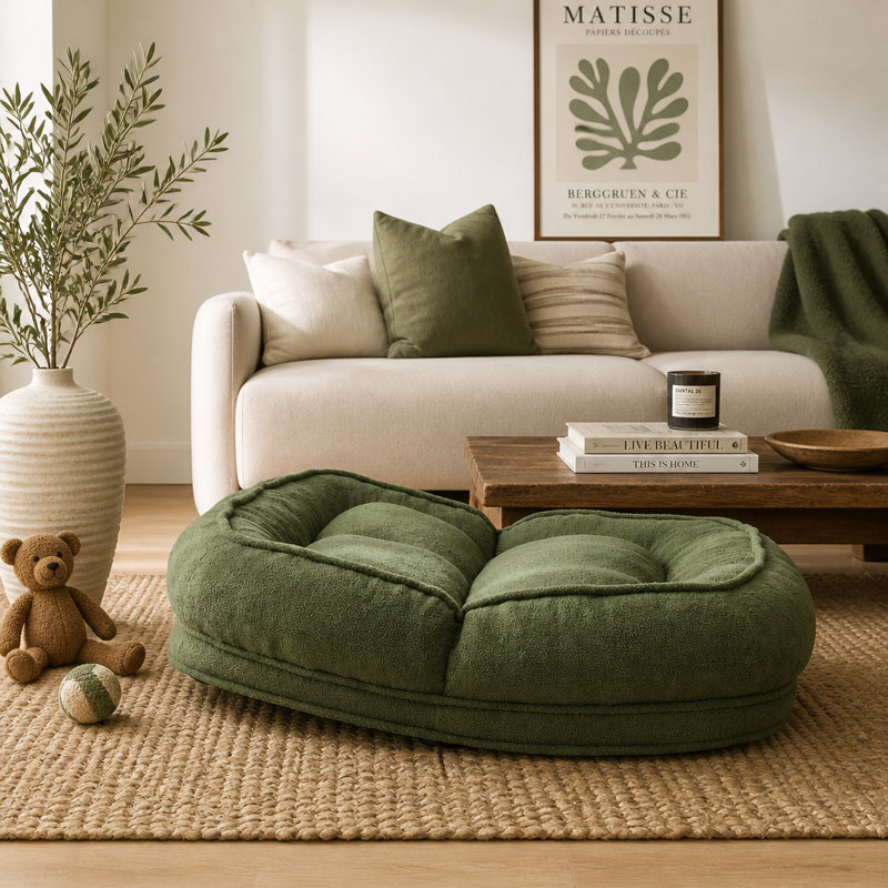 Canapé de sol convertible moderne en peluche et lit pour animaux de compagnie – Fauteuil inclinable réglable avec capacité de charge élevée