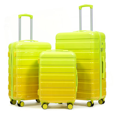 20 po / 24 po / 28 po 3 pièces / ensemble dans une valise à roulettes pivotantes pour PC, valise de transport, avec dégradé de couleurs et serrure à combinaison