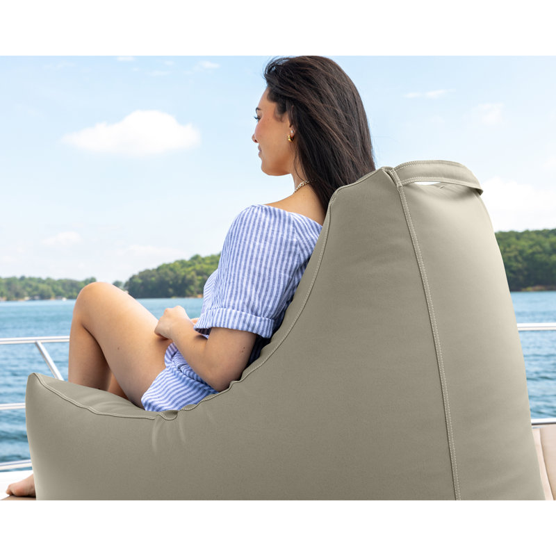 Nautical Bean Bag Chair & Lounger for Boat, Yacht & Watersports - Marine Vinyl, Mineral Gray Acrylic