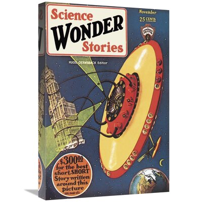 Retrosci-Fi Science Wonder Stories Invasion of the Landmark Snatchers' Graphic Art Print on Canvas -  East Urban Home, F797BD4E59B6426283FBDFC5B0F28FDB