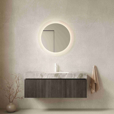 Meuble-lavabo de 48 po avec lavabo en contreplaqué flottant avec tiroir et portes, comptoir en pierre frittée et lavabo en céramique avec 1 trou de robinet pré-percé, pré-assemblé