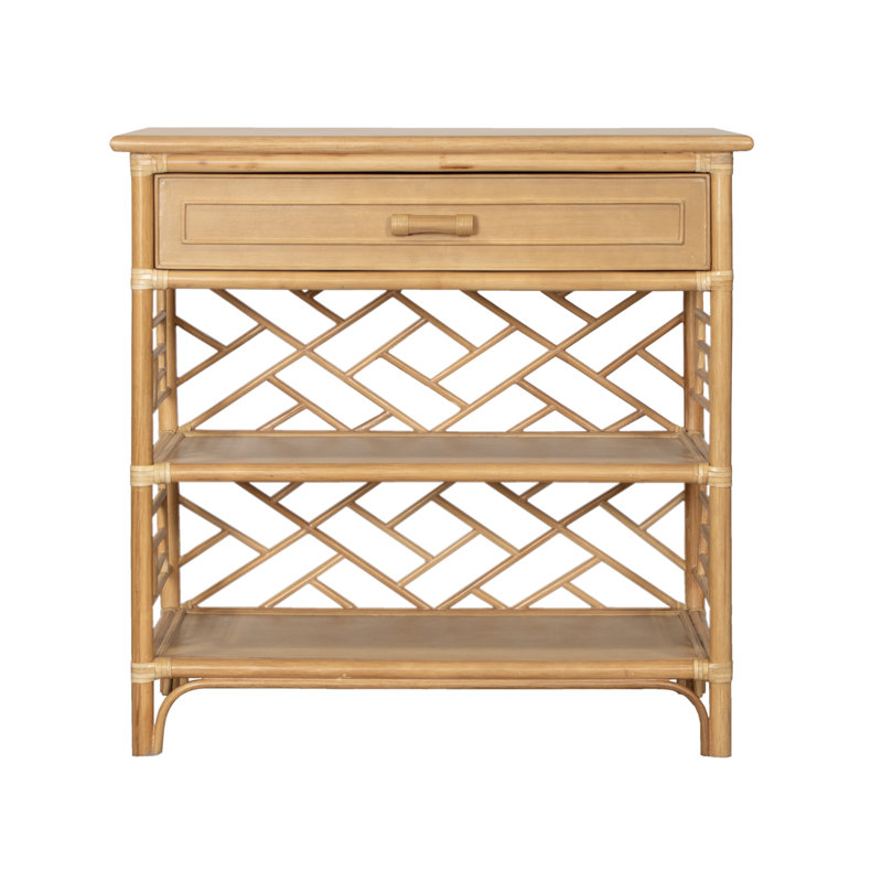 Chippendale End Table with Storage, Natural