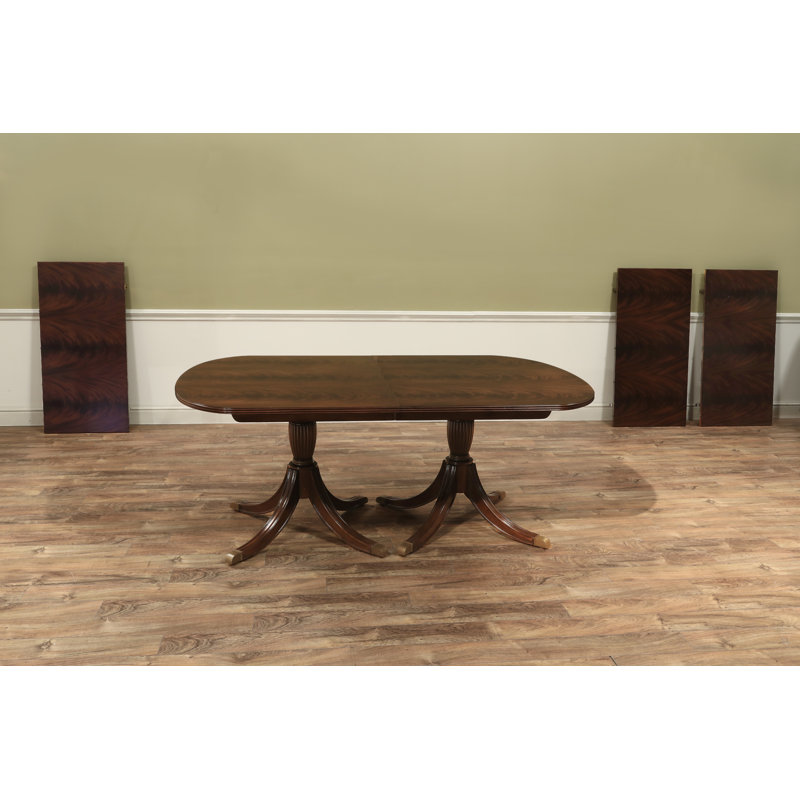 Traditional 12 Foot Double Pedestal Mahogany Dining Table For Seating 14 People