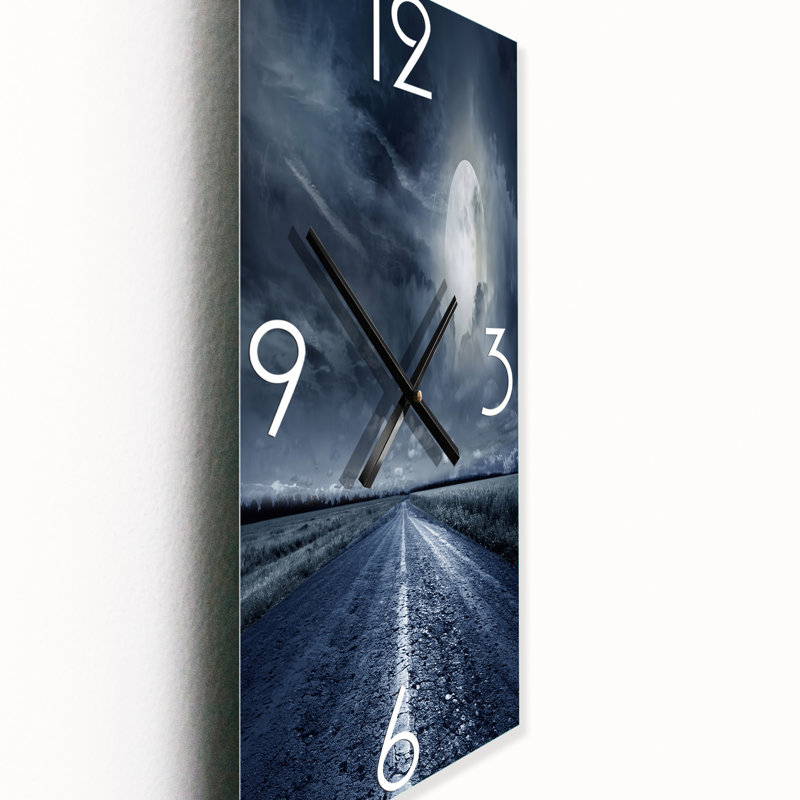 Horloge murale Asphalt Road Under Cloudy Full Moon II, Petit