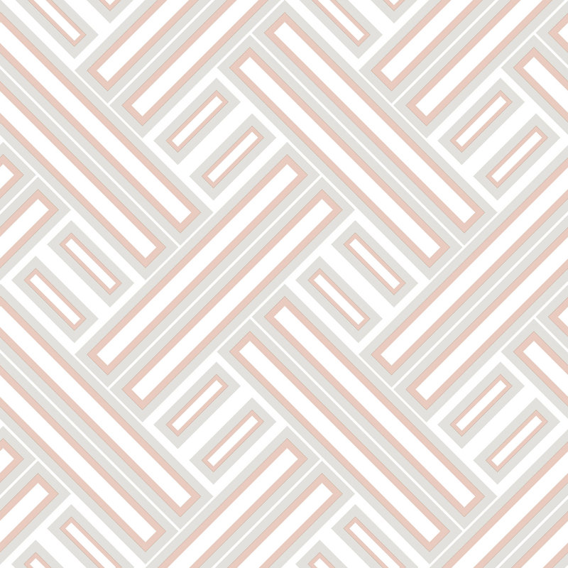 Geometrix 10m x 52.8cm Satin Wallpaper Roll, Rose