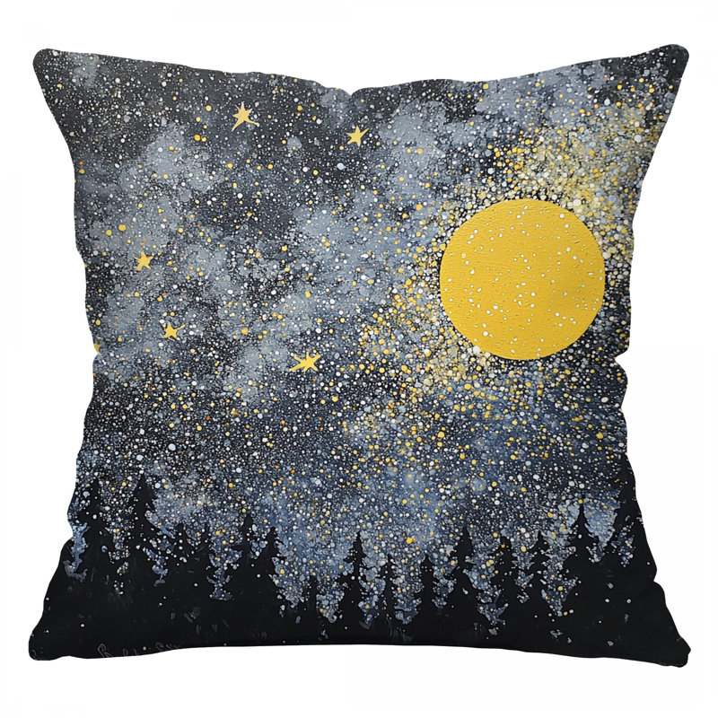 Coussin Starry Night, coussins en coton sergé Nightscape, Carré 14 po
