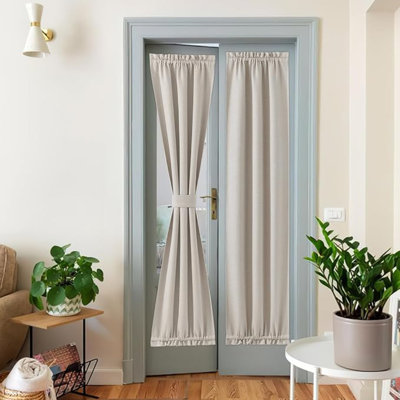 Rideaux de porte française NICETown - Rideaux occultant et isolant 26 po x 72 po pour fenêtre en verre, abat-jour isotherme pour chambre à coucher, 1 panneau, Angora