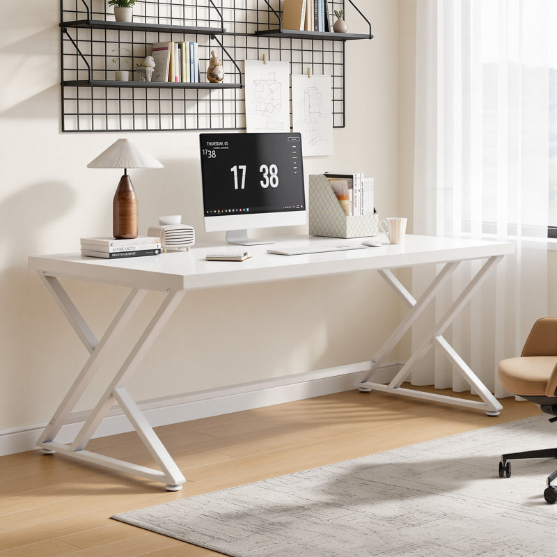 Kelleia Writing Desk, White, 30.1" H x 55" W x 23.6" D
