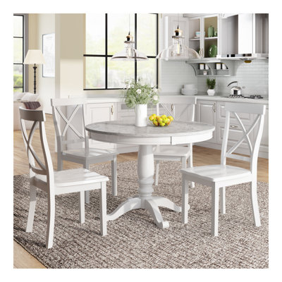 Orisfur. Ensemble 5 pièces de table de salle à manger et chaises pour 4 personnes, table de cuisine en bois massif avec 4 chaises
