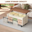Table basse à plateau relevable avec roues verrouillables, tables basses de ferme avec grand rangement caché-64477842-53415342