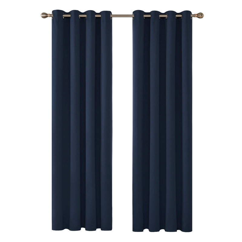 Brynnli Eyelet Blackout Thermal Curtains, 117cm W x 183cm D, Navy Blue