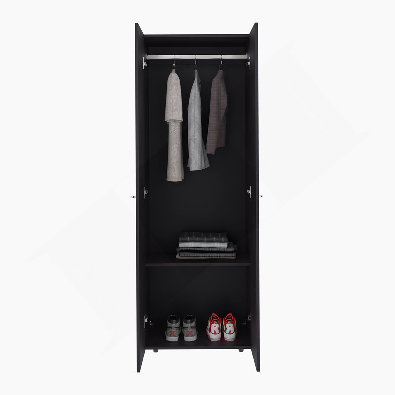 Armoire-penderie rectangulaire haute 2 portes avec tringle, Wengé