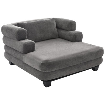 52.4" Deep Oversized Modern Chenille Chaise Lounge With Layered Armrests And Plush Cushioning by Ebern Designs