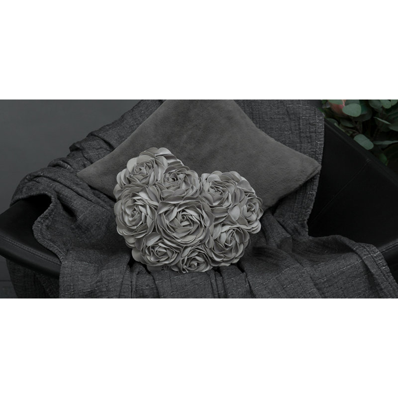  Housse de coussin 3D Flower, gris