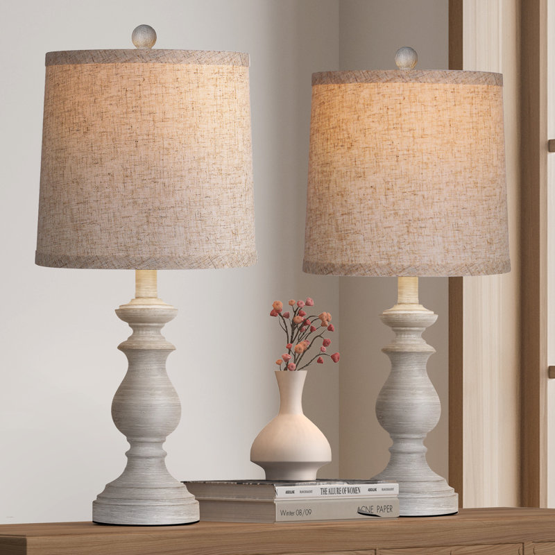 Lampe de table en résine Dusan, Gris