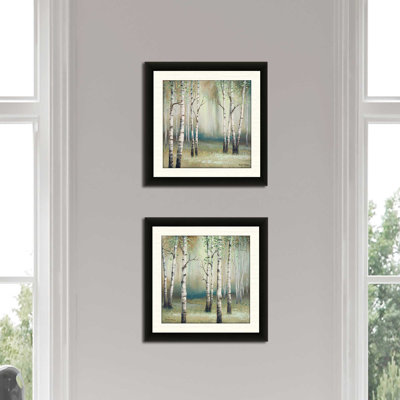 Late September Birch I'' 2 Piece Print Set Under Glass