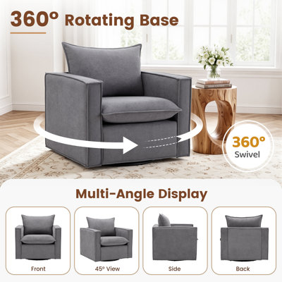 34.2" Wide Upholstered Swivel Accent Armchair