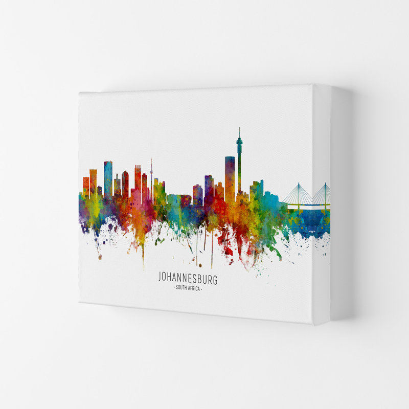 Johannesburg South Africa Skyline by Michael Tompsett - Print, 21cm H x 29.7cm W x 4cm D, Wrapped Canvas