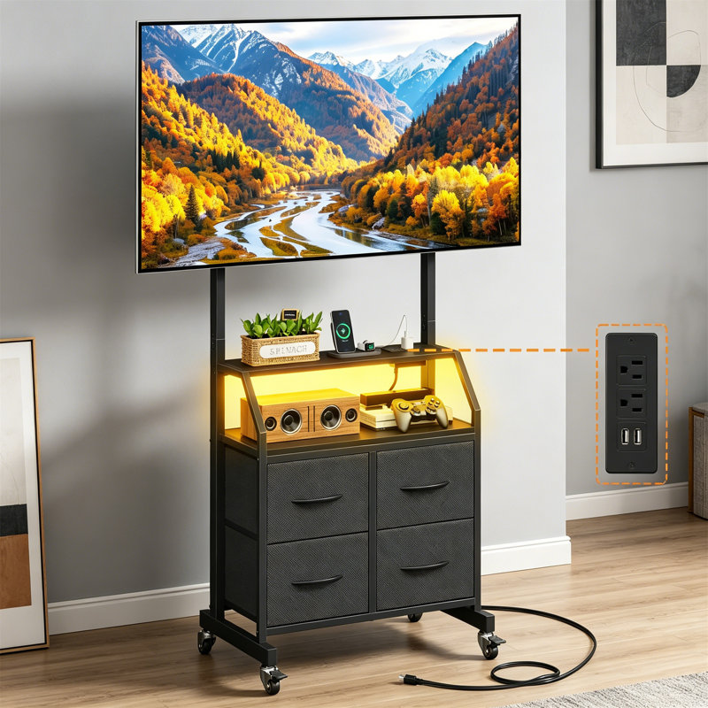 Unfinished TV Stand for TVs up to 75" with Fireplace Included