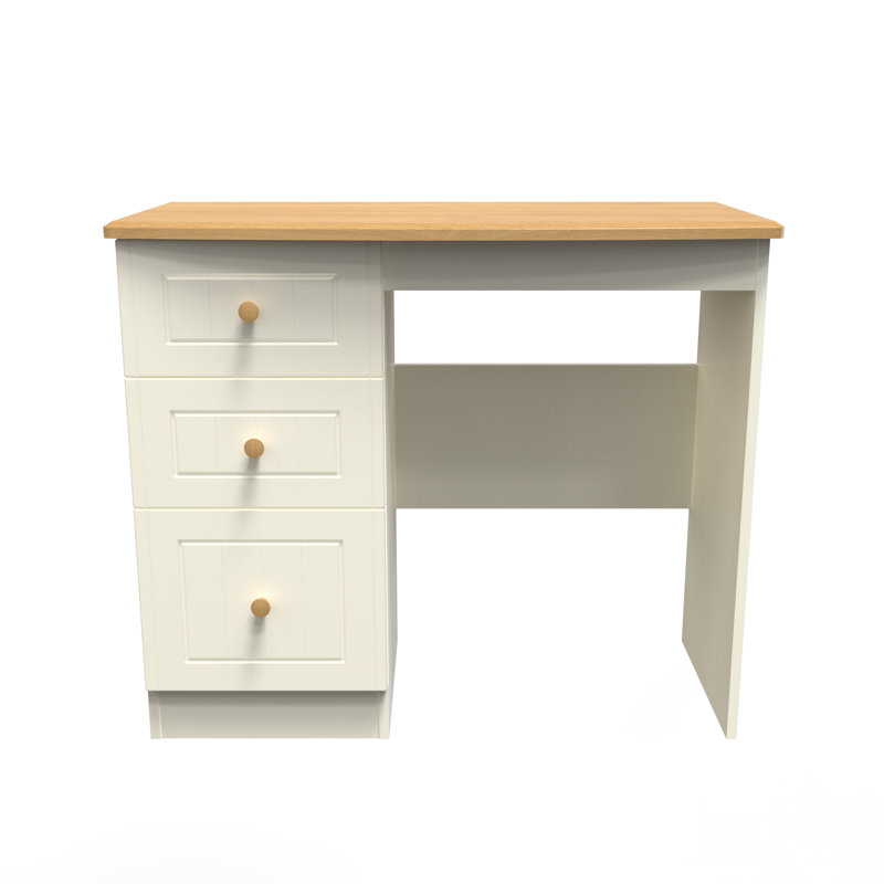Fully Assembled Saxena Dressing Table, Cream with Oak Finishing
