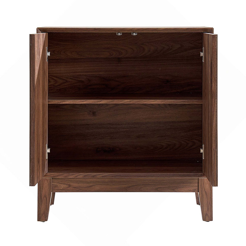 Buffet Mid-Century moderne avec portes et tablettes pour le salon, Noyer