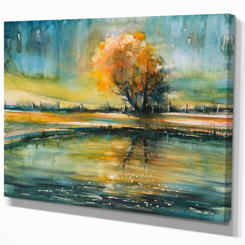 Lac d'automne - reproduction sur toile, H 20 po x l 20 po x P 1 po