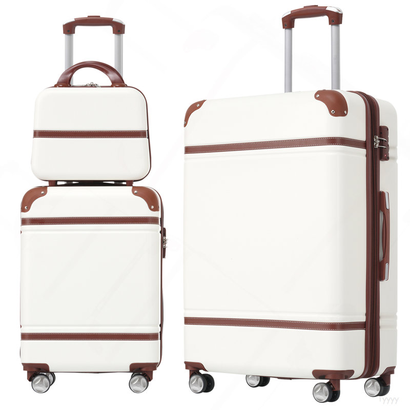 Valise à roulettes Hardshell 3 pièces 20 "+ 28" Valise avec serrure TSA légère, blanche