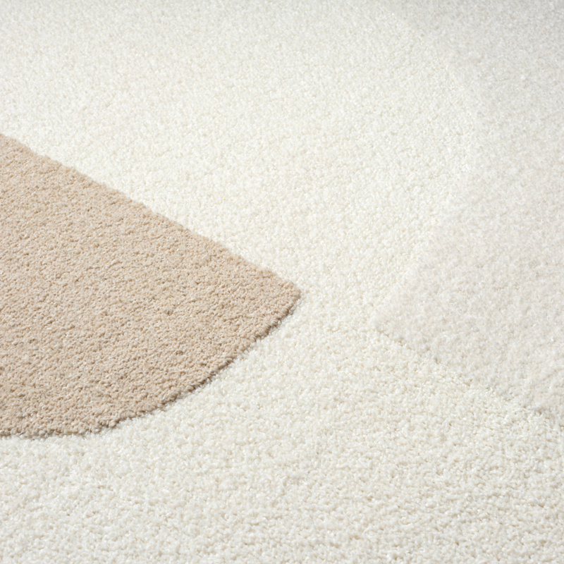 Abani Cupp COZ110A Modern Cream Grey Asymmetric Circle Pattern Neutral Area Rug, Rectangle 7'9" x 10'2"