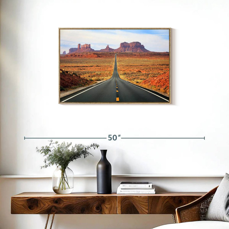 Route célèbre vers Monument Valley, Cadre flottant en bois naturel, 31 po x 21 po
