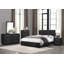 Commode noire 1pc 6x tiroirs en similicuir revêtu de contreplaqué