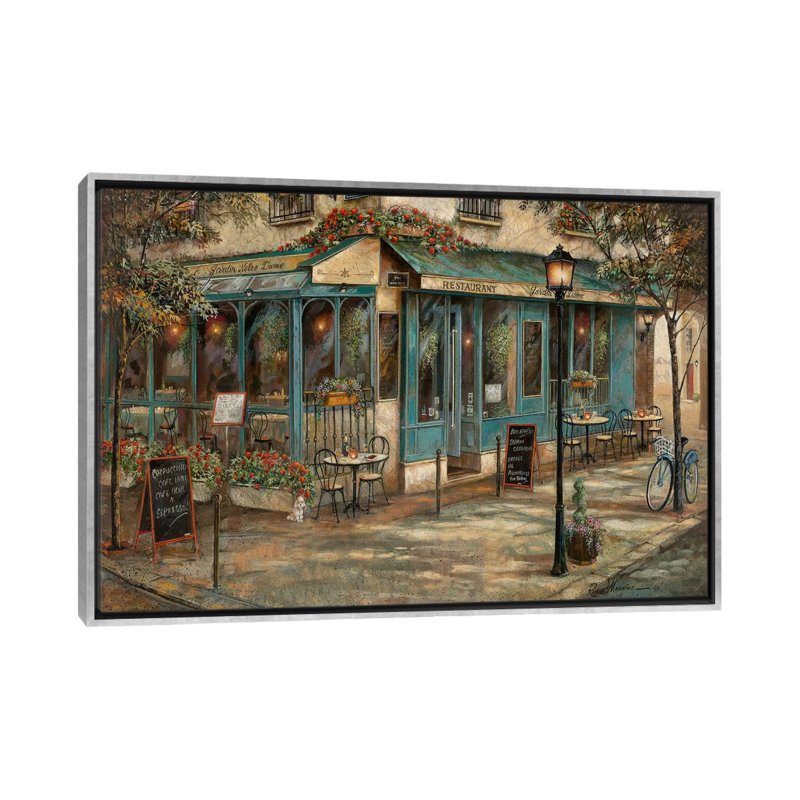 Jardin de Notre Dame par Ruane Manning - reproduction d'art, H 18 po x l 26 po x P 1,5 po, Toile avec cadre argenté
