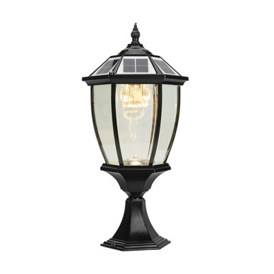 Hernandez Outdoor Solar LED Traditional Vintage Metal Lamp Post Lantern Head
