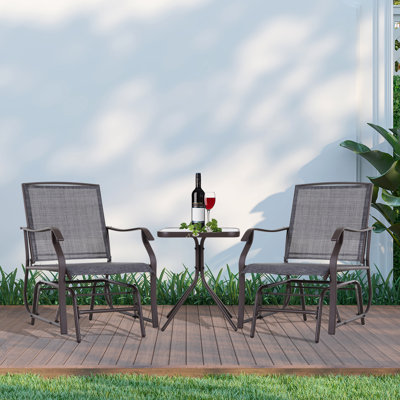 Amika 3 Piece Garden Rocking Chair Set Outdoor Glider Lounger Chair Set with Table by Brayden Studio