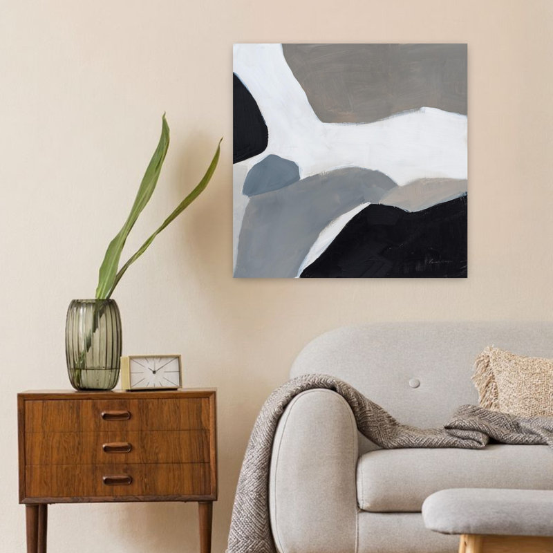 Faze contemporaine avec art abstrait noir, H 24 po x l 24 po