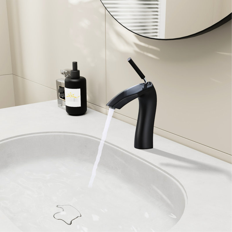 Robinet de lavabo fixé au comptoir noir mat, robinet en céramique, poignée simple, corps en laiton pour évier la corrosion, interrupteur pour eau chaude et froide