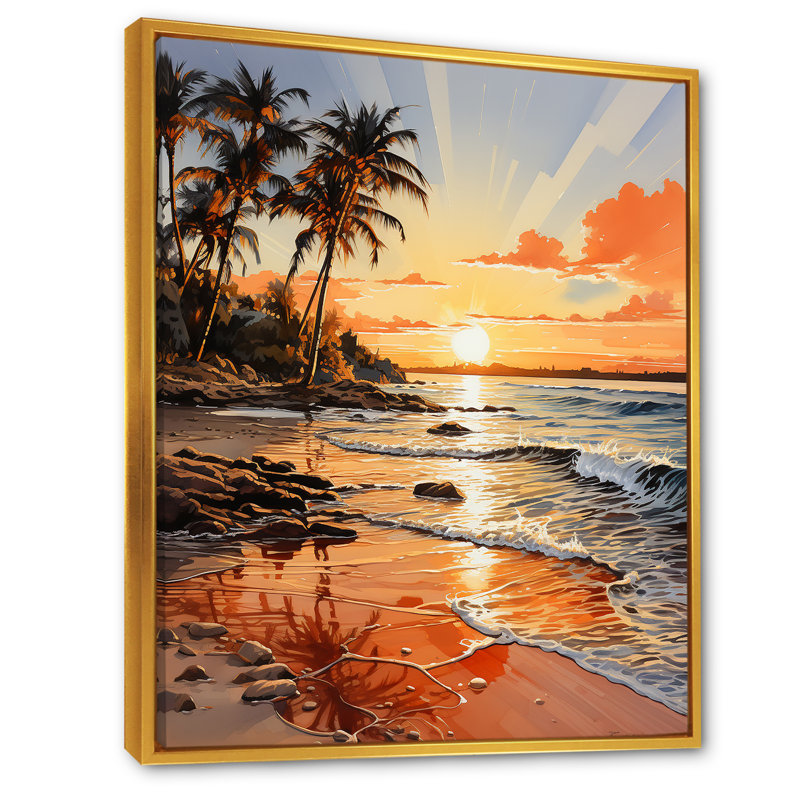 «Beachside Sunset II», reproduction sur toile, H 20 po x l 12 po x P 1 po, Cadre flottant doré